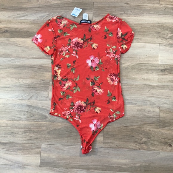 NWT sheer floral print bodysuit juniors size M - Picture 7 of 16